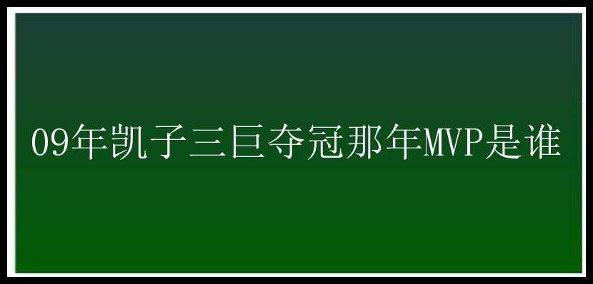 09年凯子三巨夺冠那年MVP是谁