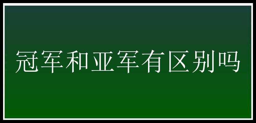 冠军和亚军有区别吗