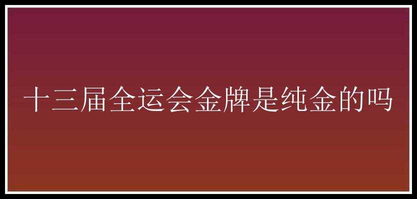 十三届全运会金牌是纯金的吗