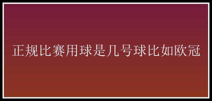 正规比赛用球是几号球比如欧冠