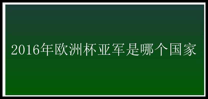 2016年欧洲杯亚军是哪个国家