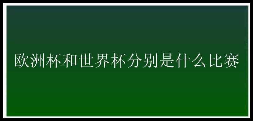 欧洲杯和世界杯分别是什么比赛