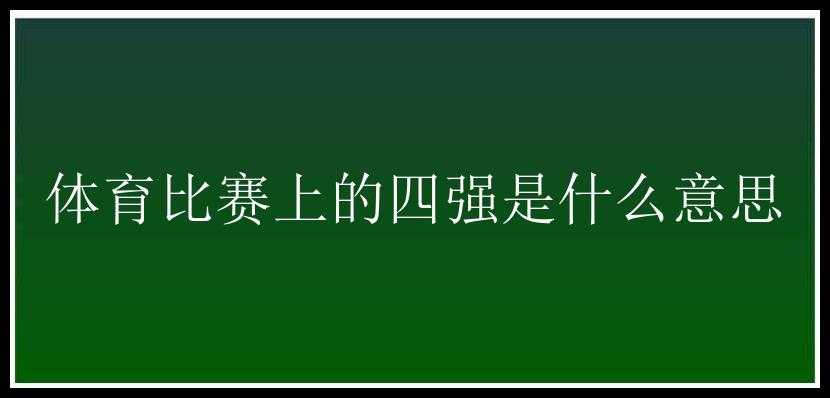 体育比赛上的四强是什么意思