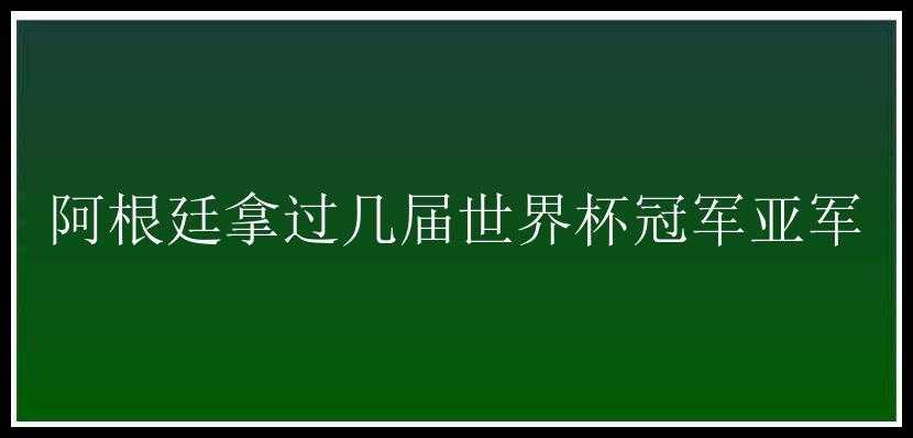 阿根廷拿过几届世界杯冠军亚军