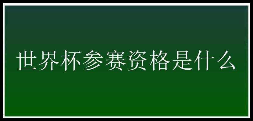 世界杯参赛资格是什么