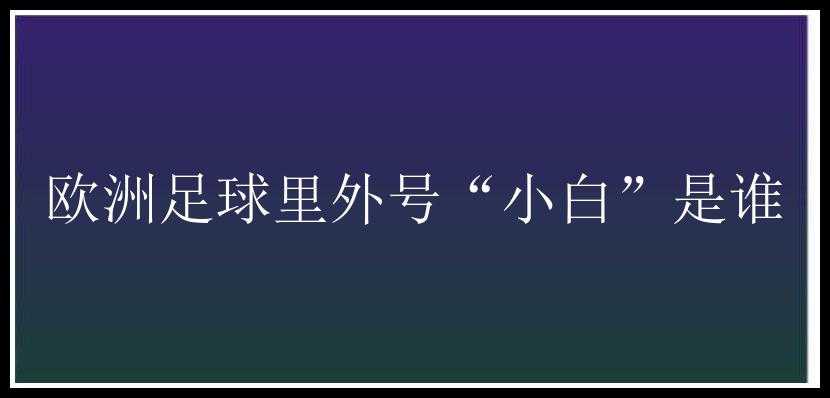 欧洲足球里外号“小白”是谁