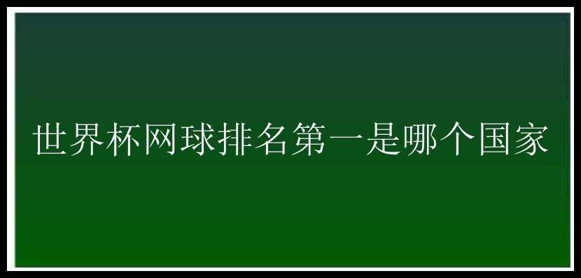 世界杯网球排名第一是哪个国家