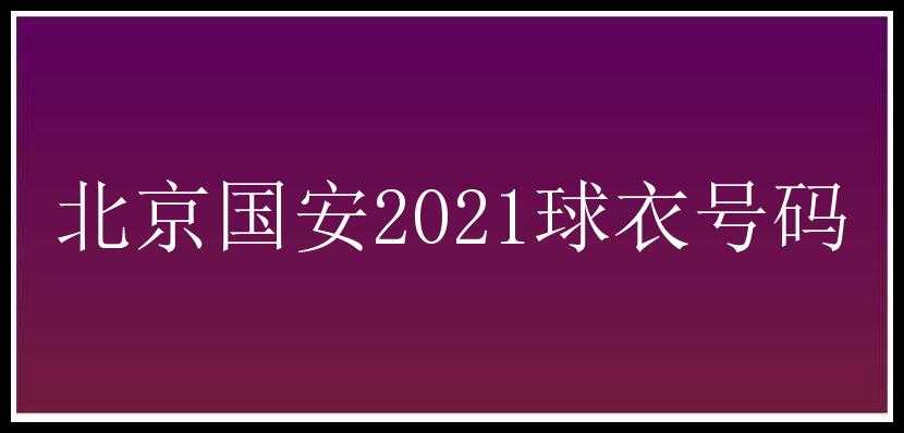 北京国安2021球衣号码