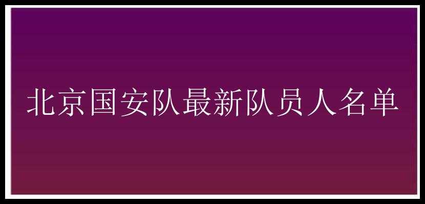 北京国安队最新队员人名单