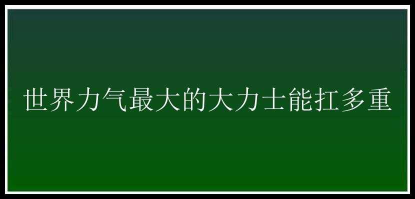 世界力气最大的大力士能扛多重