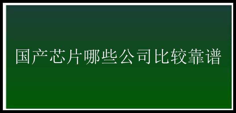 国产芯片哪些公司比较靠谱