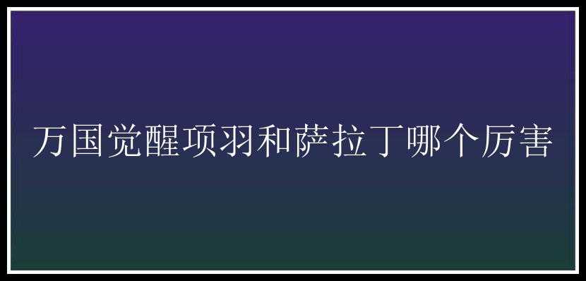 万国觉醒项羽和萨拉丁哪个厉害