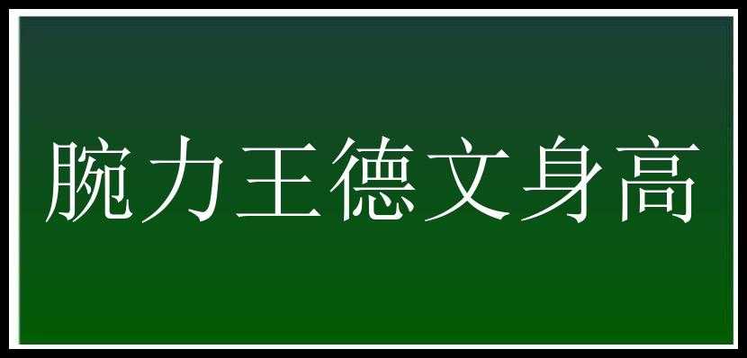 腕力王德文身高