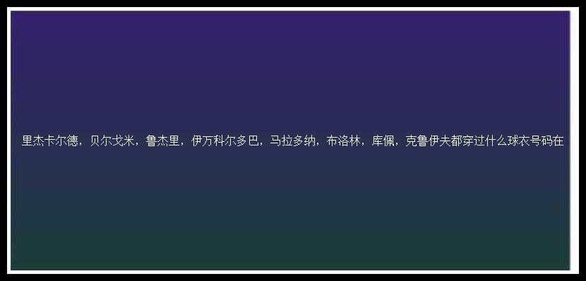 里杰卡尔德，贝尔戈米，鲁杰里，伊万科尔多巴，马拉多纳，布洛林，库佩，克鲁伊夫都穿过什么球衣号码在