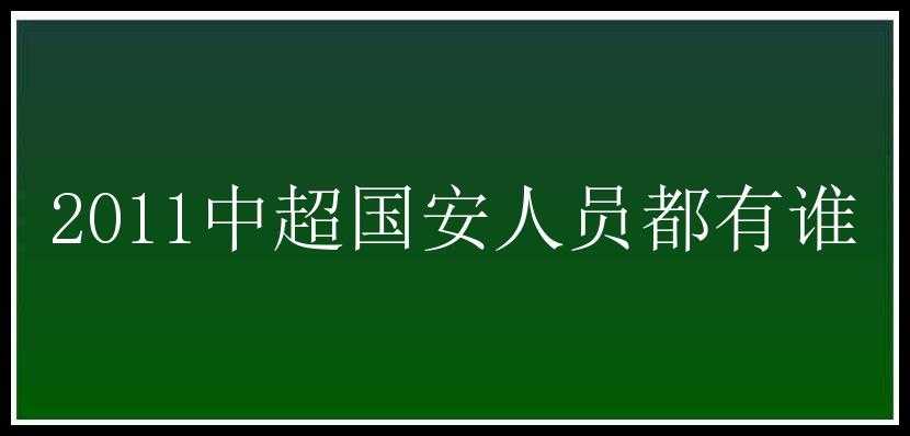 2011中超国安人员都有谁