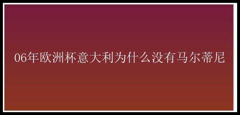 06年欧洲杯意大利为什么没有马尔蒂尼