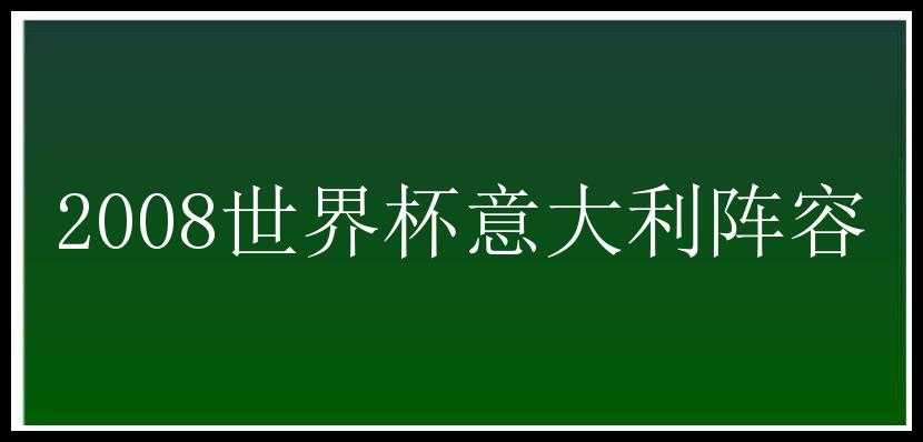 2008世界杯意大利阵容