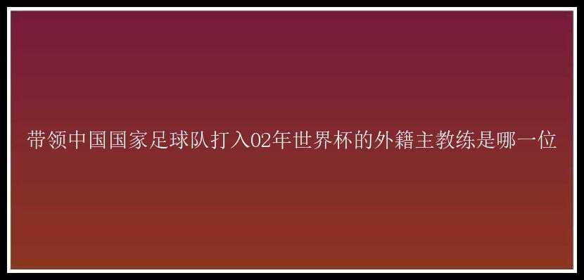 带领中国国家足球队打入02年世界杯的外籍主教练是哪一位