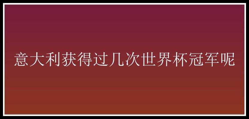 意大利获得过几次世界杯冠军呢