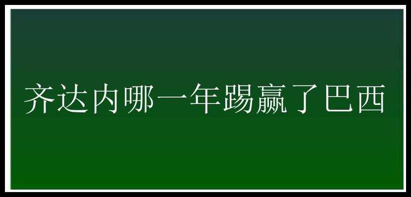 齐达内哪一年踢赢了巴西