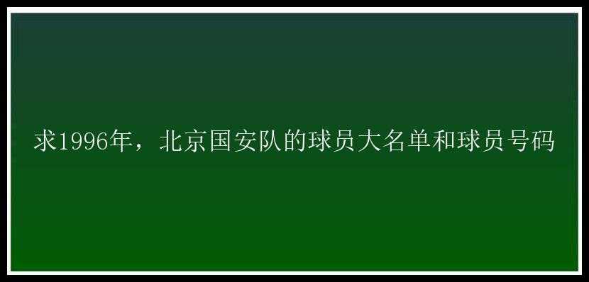 求1996年，北京国安队的球员大名单和球员号码