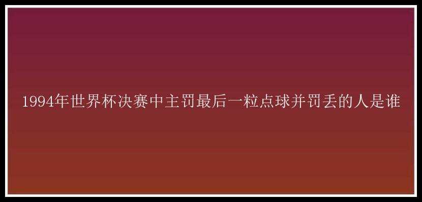 1994年世界杯决赛中主罚最后一粒点球并罚丢的人是谁