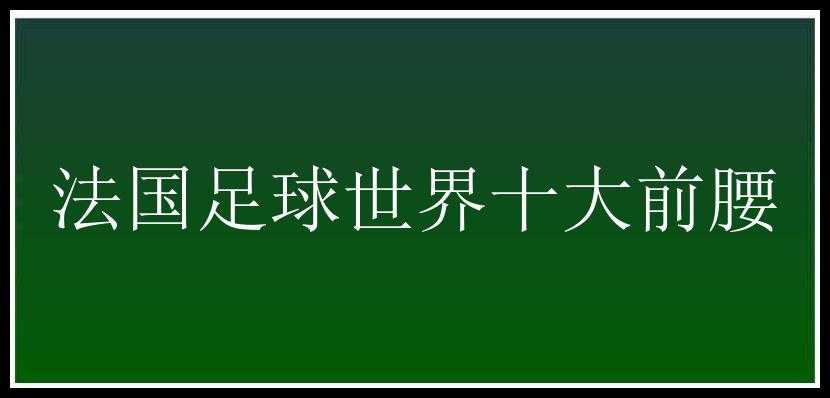 法国足球世界十大前腰