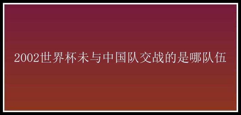 2002世界杯未与中国队交战的是哪队伍