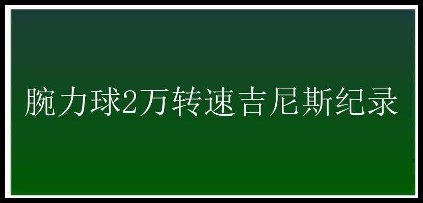 腕力球2万转速吉尼斯纪录