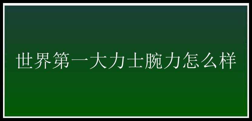 世界第一大力士腕力怎么样