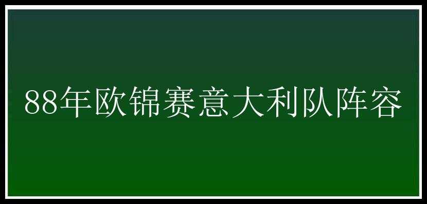 88年欧锦赛意大利队阵容