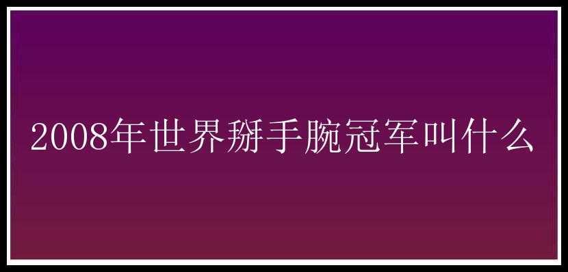 2008年世界掰手腕冠军叫什么