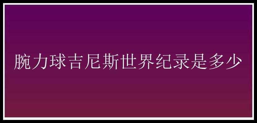 腕力球吉尼斯世界纪录是多少