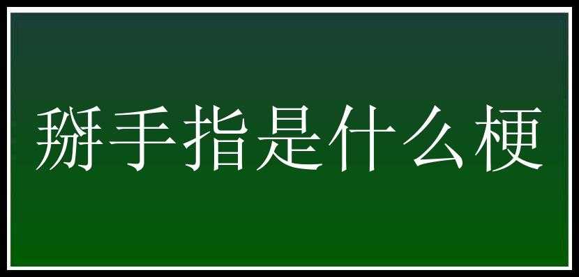 掰手指是什么梗