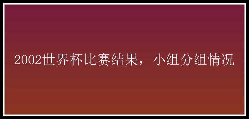 2002世界杯比赛结果，小组分组情况