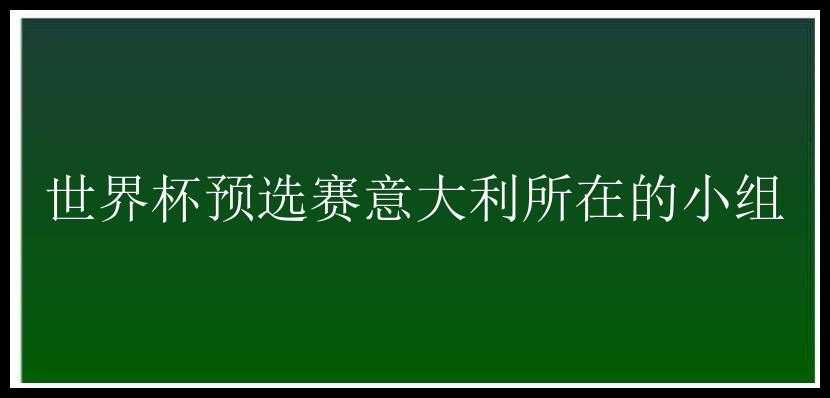 世界杯预选赛意大利所在的小组