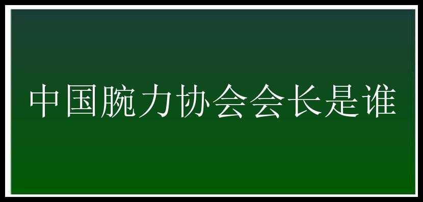 中国腕力协会会长是谁