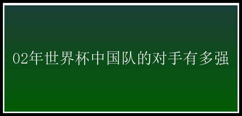 02年世界杯中国队的对手有多强