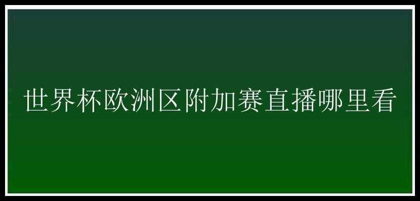 世界杯欧洲区附加赛直播哪里看