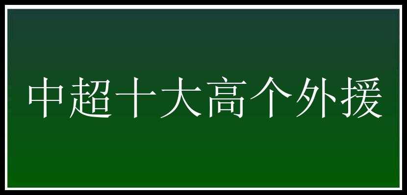 中超十大高个外援