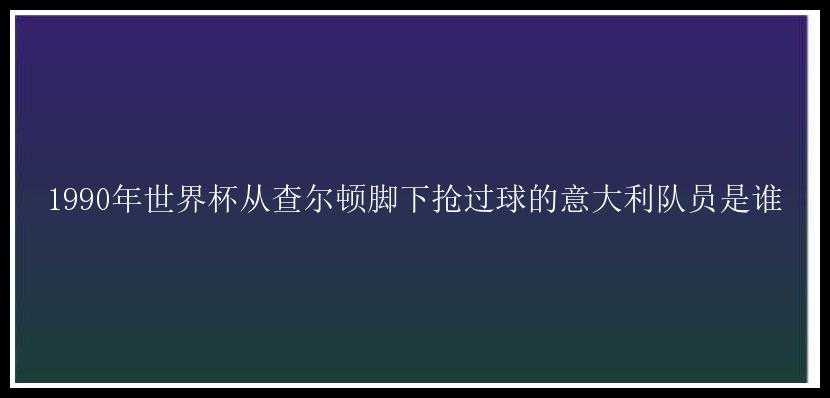 1990年世界杯从查尔顿脚下抢过球的意大利队员是谁