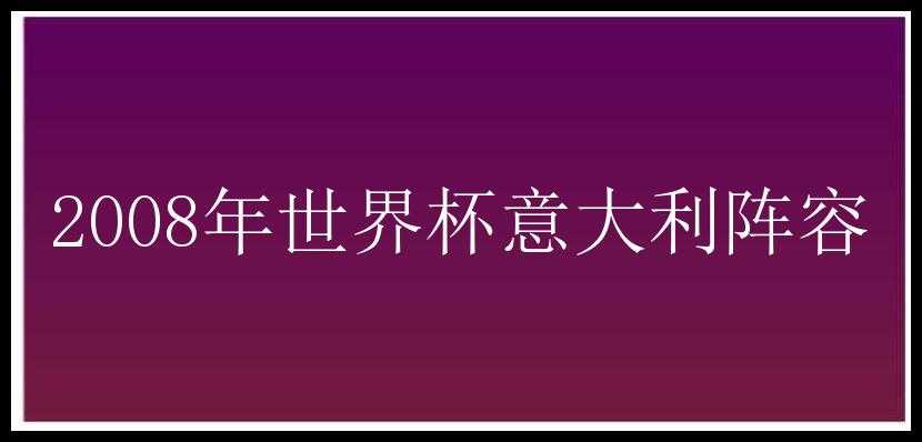 2008年世界杯意大利阵容