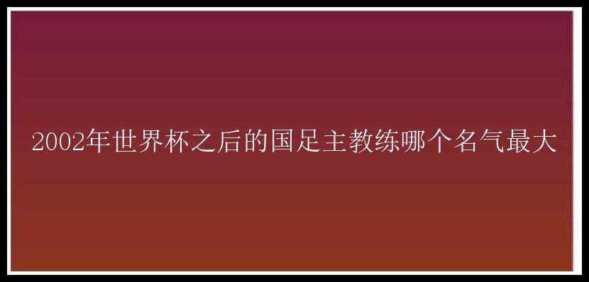 2002年世界杯之后的国足主教练哪个名气最大