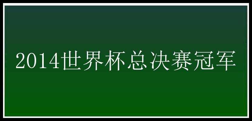 2014世界杯总决赛冠军