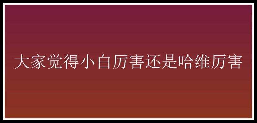 大家觉得小白厉害还是哈维厉害