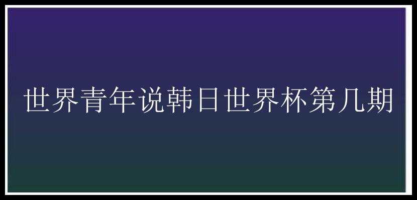 世界青年说韩日世界杯第几期