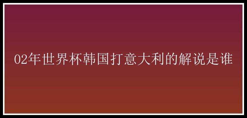 02年世界杯韩国打意大利的解说是谁