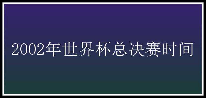 2002年世界杯总决赛时间