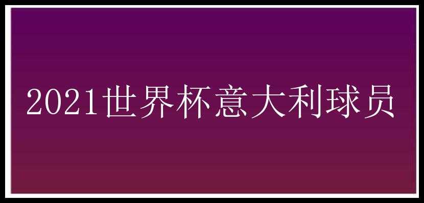 2021世界杯意大利球员