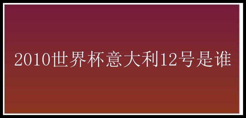 2010世界杯意大利12号是谁